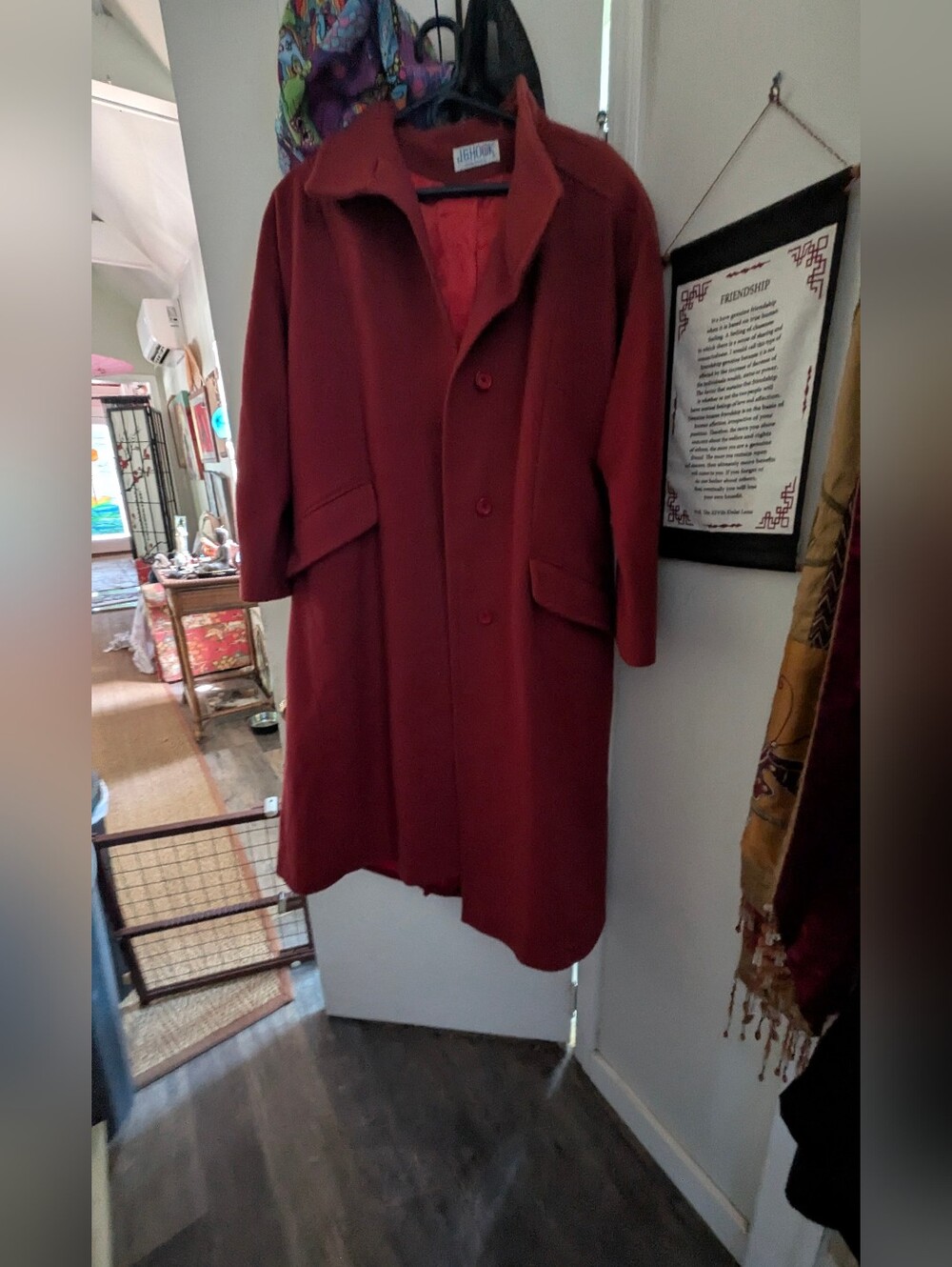 Women's Burgundy Single-Breasted Trench Coat by J HOOK...VINTAGE